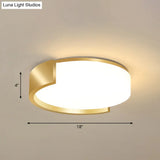 Nordic Gold Flush Mount Ceiling Light With Acrylic Shade / 18 Warm