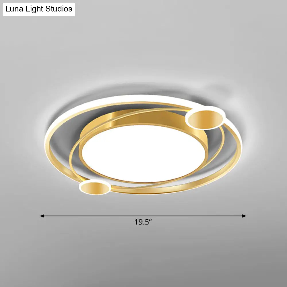 Nordic Gold Flush Mount Ceiling Light With Acrylic Shade / 16 White