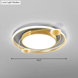 Nordic Gold Flush Mount Ceiling Light With Acrylic Shade / 16 White