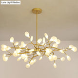 Nordic Gold Led Chandelier: Acrylic Branch Ceiling Lamp For Bedroom