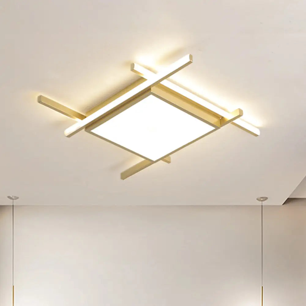 Nordic Gold Led Flush Mount Ceiling Light With Warm/White Glow - 18’/23’ Wide / 18’ White