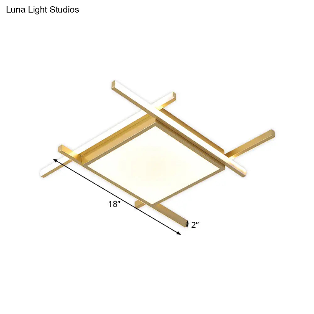 Nordic Gold Led Flush Mount Ceiling Light With Warm/White Glow - 18’/23’ Wide