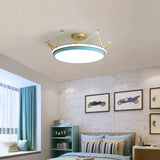 Nordic Golden Crown Bedroom Ceiling Lamp 50Cm Blue / Warm Light