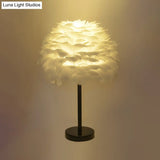 Nordic Goose Feather Dome Night Light Table Lamp In Grey/White/Pink With Tripod/Straight Stand