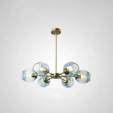 Nordic Gradient Glass Chandelier Pendant Light With Cup Shade For Living Room 6 / Gold Blue