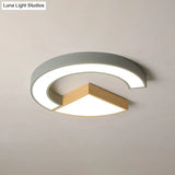 Nordic Green/Grey - Wood Arch And Sector Acrylic Ceiling Light - 16.5’/20.5’ Wide Led Flush