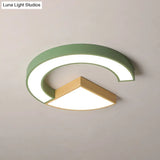 Nordic Green/Grey - Wood Arch And Sector Acrylic Ceiling Light - 16.5’/20.5’ Wide Led Flush