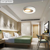 Nordic Green/White/Grey - Wood Led Flush Mount Ceiling Light With Acrylic Double Circles