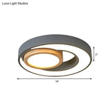 Nordic Green/White/Grey - Wood Led Flush Mount Ceiling Light With Acrylic Double Circles