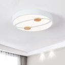 Nordic Grey/White/Green Led Flush Mount Ceiling Light With Rounded Acrylic Design And Round Wood
