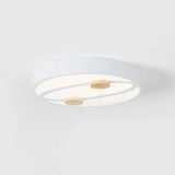 Nordic Grey/White/Green Led Flush Mount Ceiling Light With Rounded Acrylic Design And Round Wood