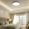 Nordic Grey/White/Green Round Flush Light With Wood Side Guard - Ceiling Mounted Fixture For