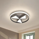 Nordic Grey/White Led Iron Windmill Ceiling Flushmount Lamp With Warm/White Glow Ring Grey / Warm