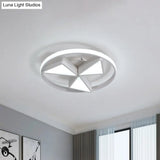 Nordic Grey/White Led Iron Windmill Ceiling Flushmount Lamp With Warm/White Glow Ring