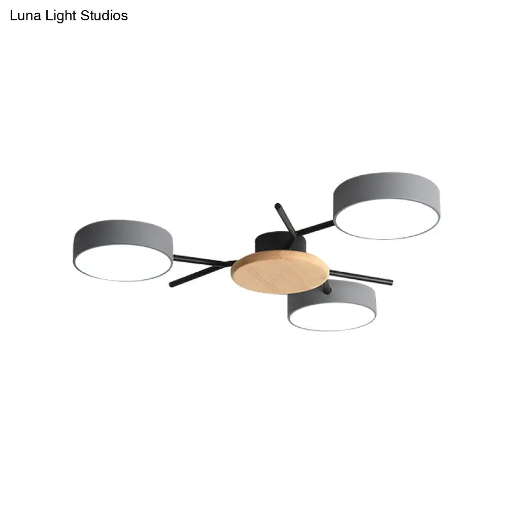 Nordic Grey - Wood Led Ceiling Lamp For Bedroom - 25.5’/31’ Width