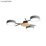 Nordic Grey - Wood Led Ceiling Lamp For Bedroom - 25.5’/31’ Width