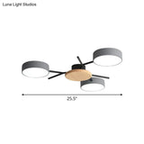 Nordic Grey - Wood Led Ceiling Lamp For Bedroom - 25.5’/31’ Width