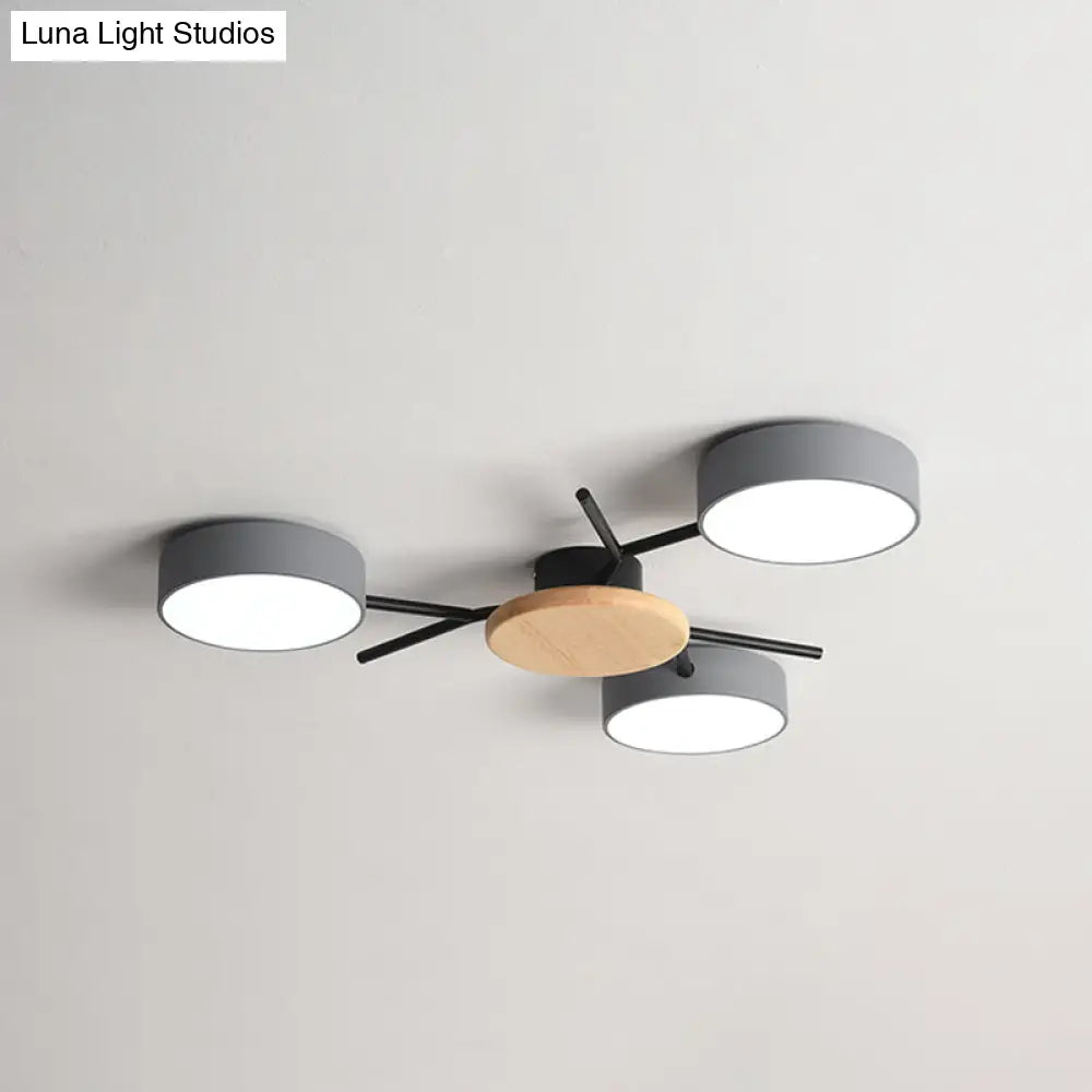 Nordic Grey - Wood Led Ceiling Lamp For Bedroom - 25.5’/31’ Width