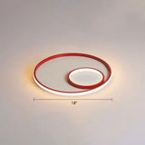 Nordic Halo Led Ceiling Light - Metal Bedroom Flush Mount Fixture Red / Warm