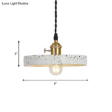 Nordic Hanging Pendant Light With Terrazzo Shade - White Disc/Cone/Cylinder Design