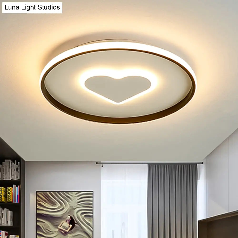Nordic Heart Flush Mounted Led Bedroom Light - Pink/Black/White