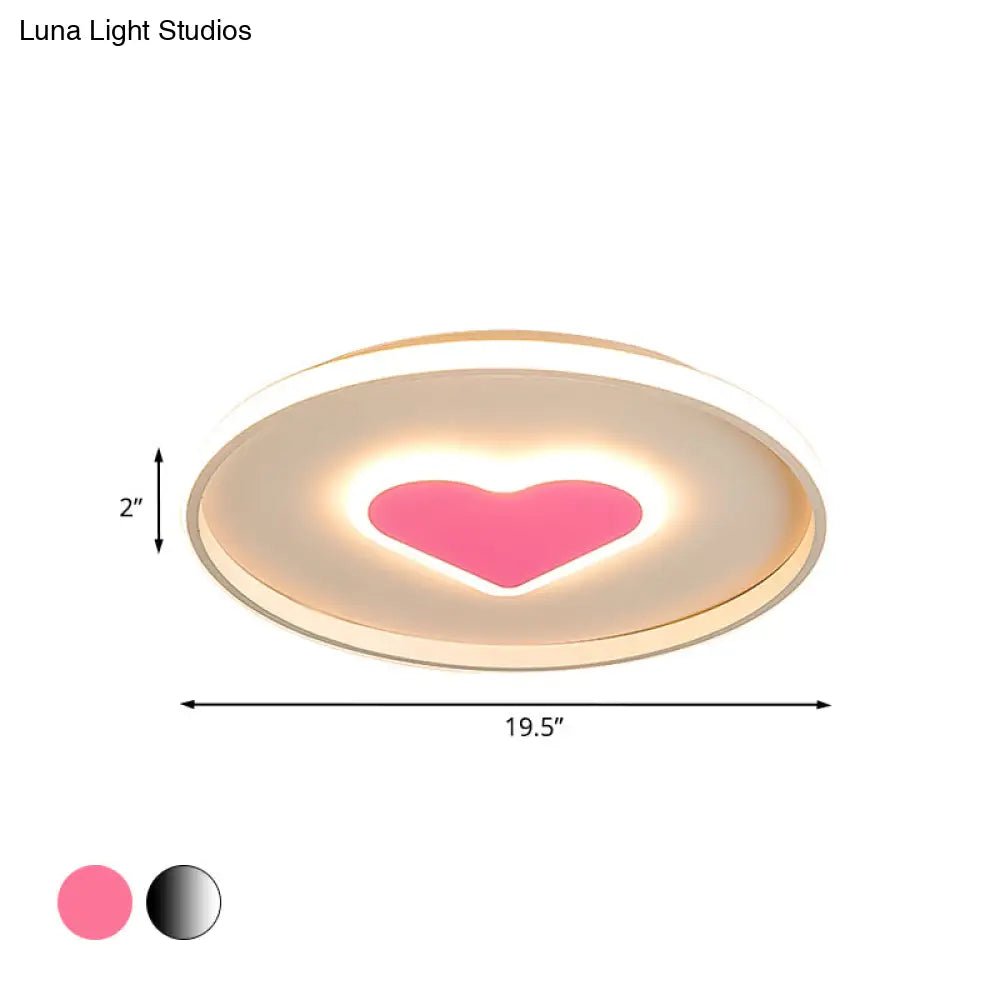Nordic Heart Flush Mounted Led Bedroom Light - Pink/Black/White