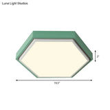 Nordic Hexagon Flushmount Metal Led Ceiling Light - Black/Green/Grey/White 16’/19.5’ Wide