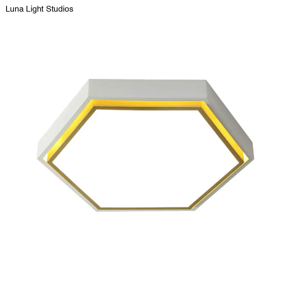Nordic Hexagon Flushmount Metal Led Ceiling Light - Black/Green/Grey/White 16’/19.5’ Wide