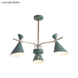 Nordic Horn-Shaped Iron Hanging Lamp Fixture With 3 Lights For Dining Room
