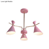 Nordic Horn-Shaped Iron Hanging Lamp Fixture With 3 Lights For Dining Room