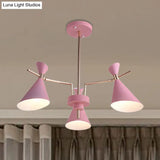 Nordic Horn-Shaped Iron Hanging Lamp Fixture With 3 Lights For Dining Room