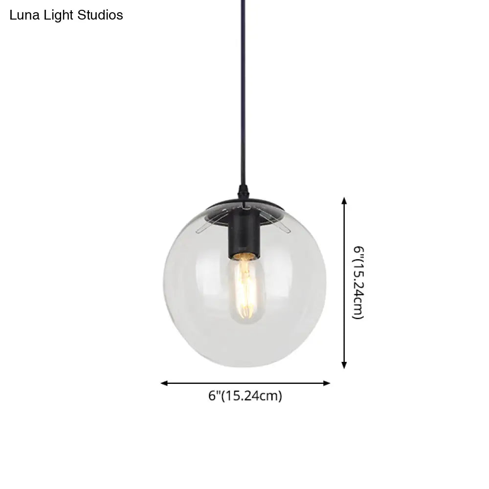 Nordic Industrial Glass Pendant Light - 1-Light Globe Style For Restaurants