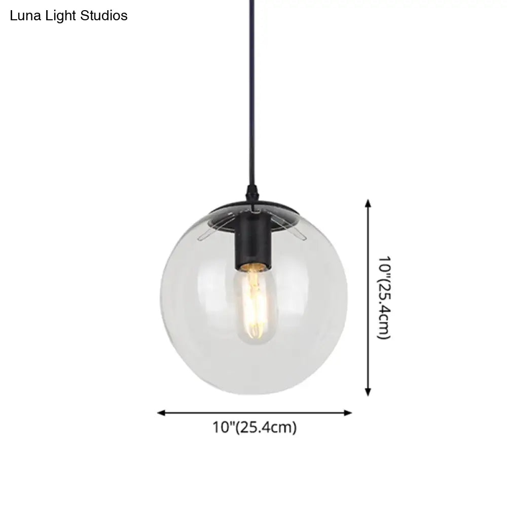 Nordic Industrial Glass Pendant Light - 1-Light Globe Style For Restaurants