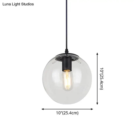 Nordic Industrial Glass Pendant Light - 1-Light Globe Style For Restaurants