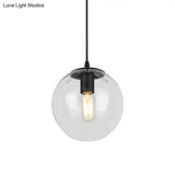 Nordic Industrial Glass Pendant Light - 1-Light Globe Style For Restaurants
