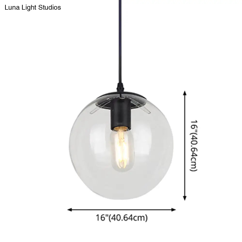 Nordic Industrial Glass Pendant Light - 1-Light Globe Style For Restaurants