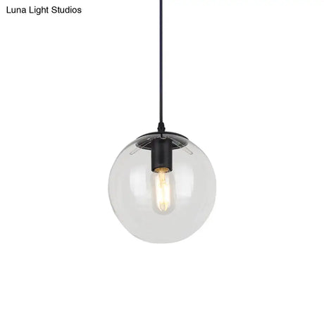 Nordic Industrial Glass Pendant Light - 1-Light Globe Style For Restaurants