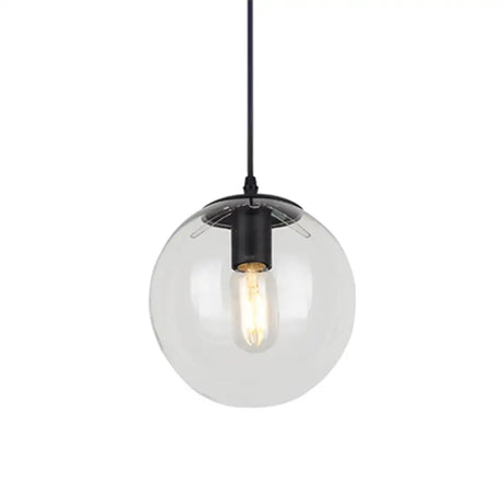 Nordic Industrial Glass Pendant Light - 1-Light Globe Style For Restaurants Clear / 14