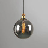 Nordic Industrial Mirrored Glass Pendant Ceiling Light With 1 Hanging Smoke Gray / Globe