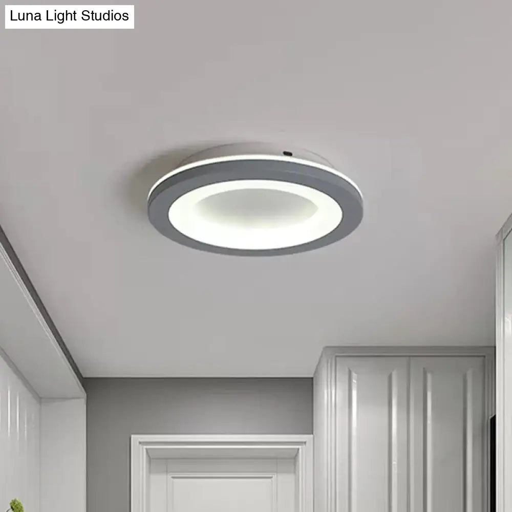 Nordic Integrated Led Ceiling Light In Grey Flower/Square/Pentagon Design With Acrylic Shade -