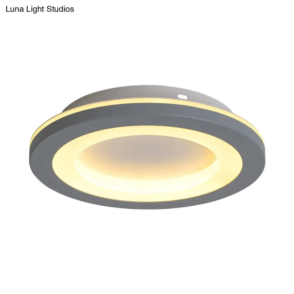 Nordic Integrated Led Ceiling Light In Grey Flower/Square/Pentagon Design With Acrylic Shade -
