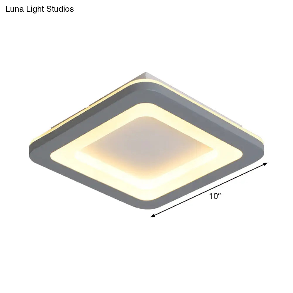 Nordic Integrated Led Ceiling Light In Grey Flower/Square/Pentagon Design With Acrylic Shade -