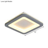 Nordic Integrated Led Ceiling Light In Grey Flower/Square/Pentagon Design With Acrylic Shade -