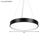 Nordic Iron Black Round Plate Hanging Lamp Kit With Led Pendant Light In Warm/White