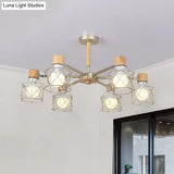 Nordic Iron Cage Semi - Flush Lamp With 3/6/8 - Head Black/Green/Gold Pendant Lighting For Ceiling