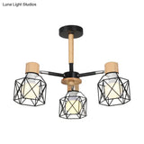 Nordic Iron Cage Semi - Flush Lamp With 3/6/8 - Head Black/Green/Gold Pendant Lighting For Ceiling