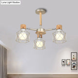 Nordic Iron Cage Semi - Flush Lamp With 3/6/8 - Head Black/Green/Gold Pendant Lighting For Ceiling