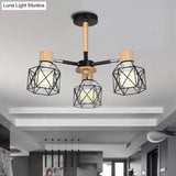 Nordic Iron Cage Semi - Flush Lamp With 3/6/8 - Head Black/Green/Gold Pendant Lighting For Ceiling