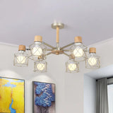 Nordic Iron Cage Semi - Flush Lamp With 3/6/8 - Head Black/Green/Gold Pendant Lighting For Ceiling
