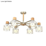 Nordic Iron Cage Semi - Flush Lamp With 3/6/8 - Head Black/Green/Gold Pendant Lighting For Ceiling